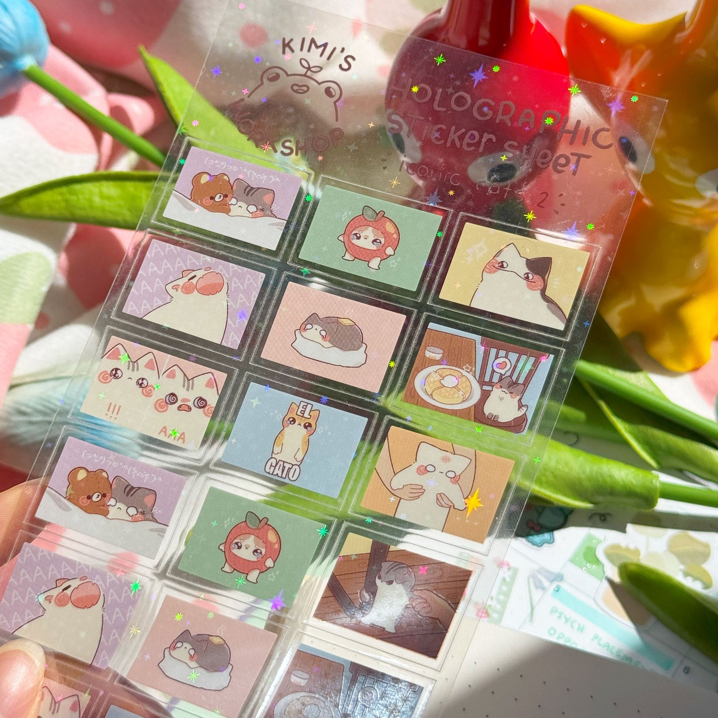 x(CLEARANCE) iconic cats holographic sticker sheet