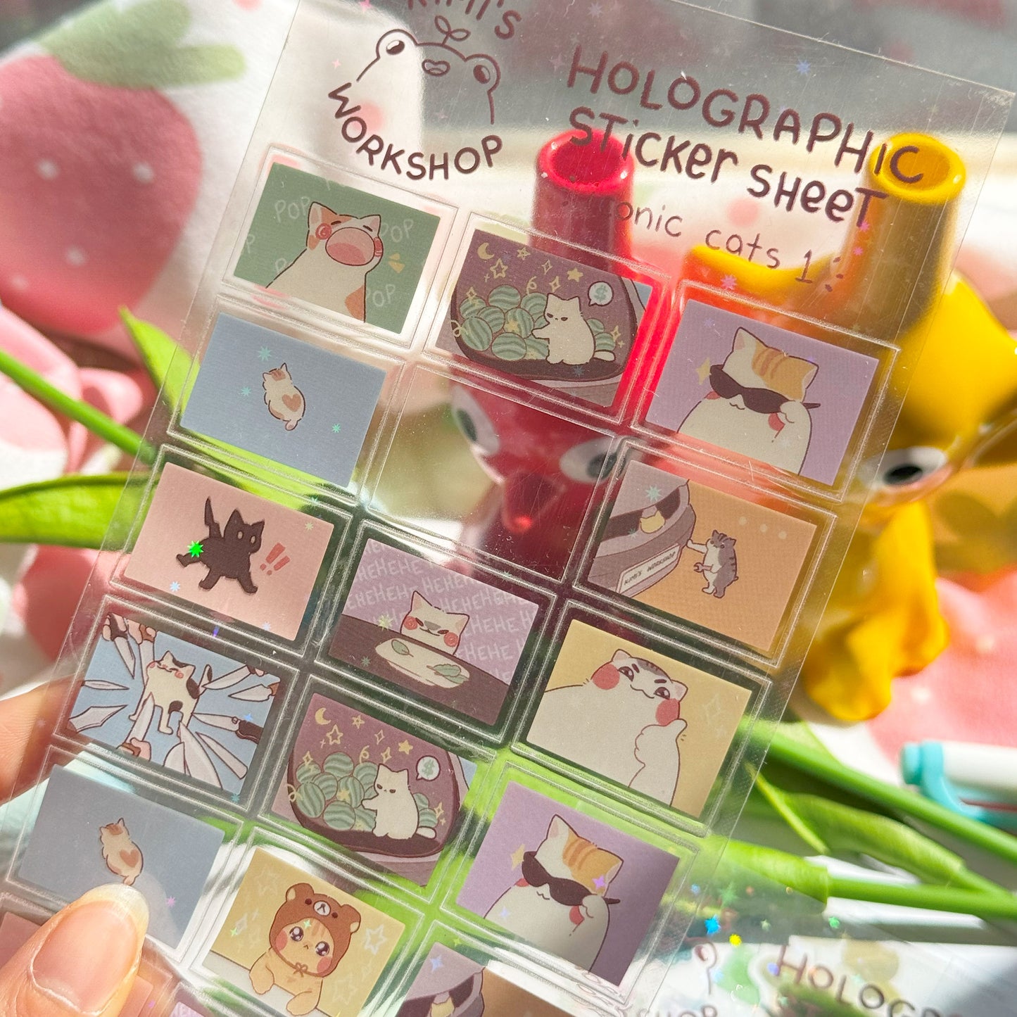 x(CLEARANCE) iconic cats holographic sticker sheet