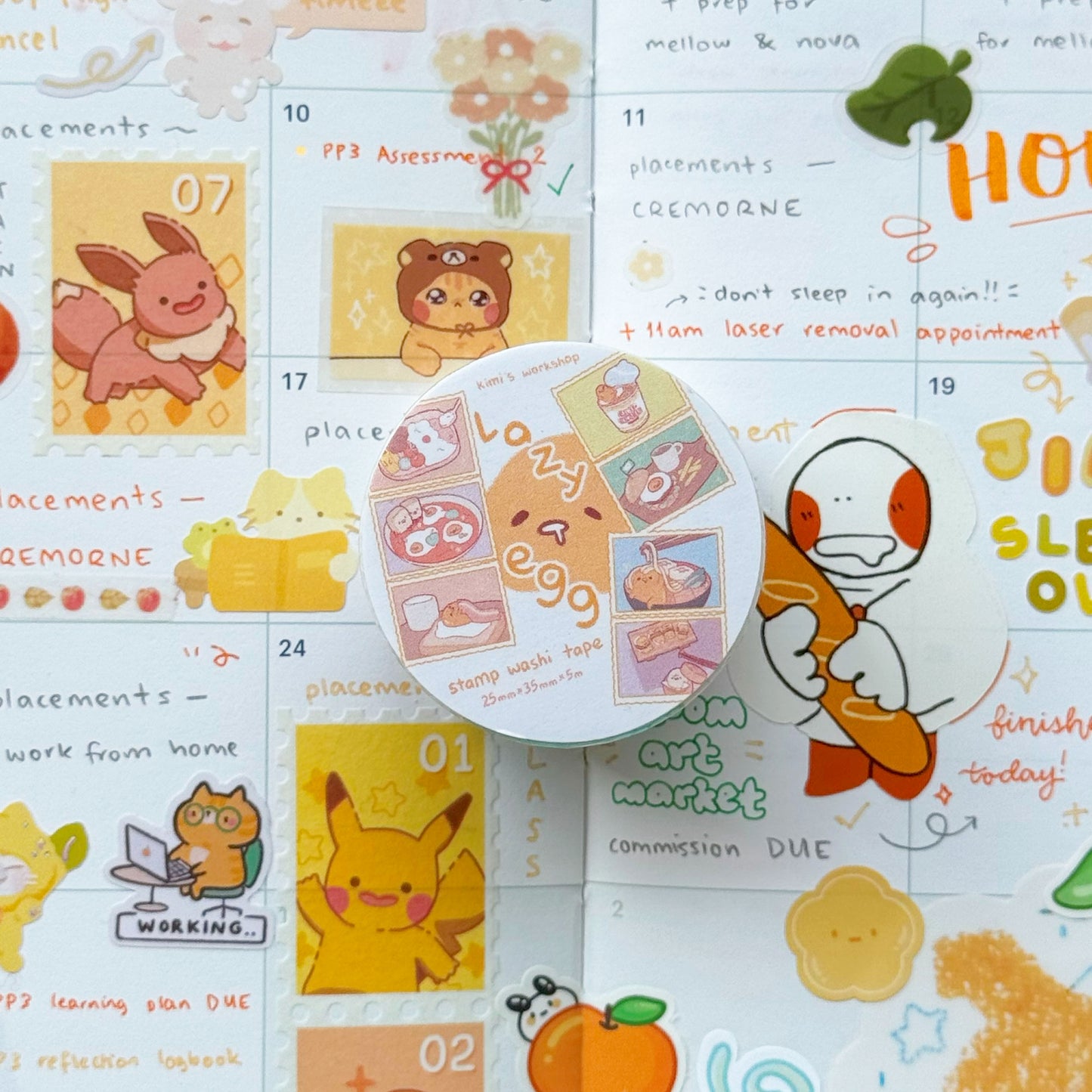 x(CLEARANCE) lazy egg stamp washi tape