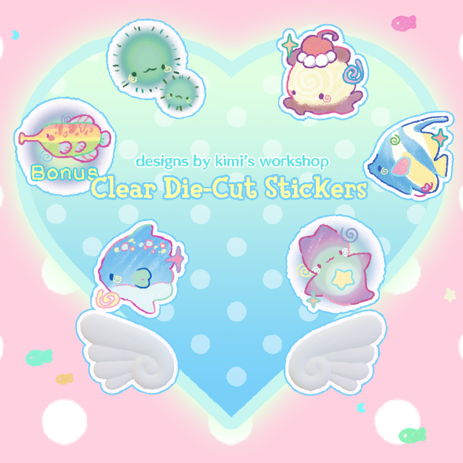 bonus fish clear die-cut sticker