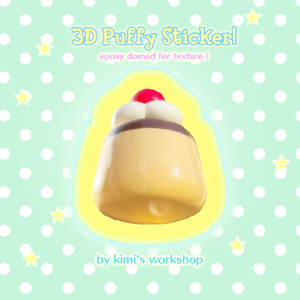 pudding puffy die-cut sticker