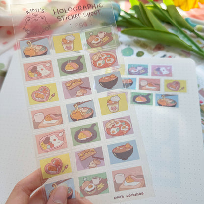 egg holographic sticker sheet