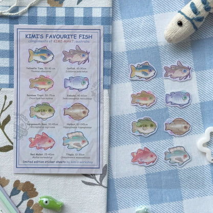 kimi's favourite fish sticker sheet