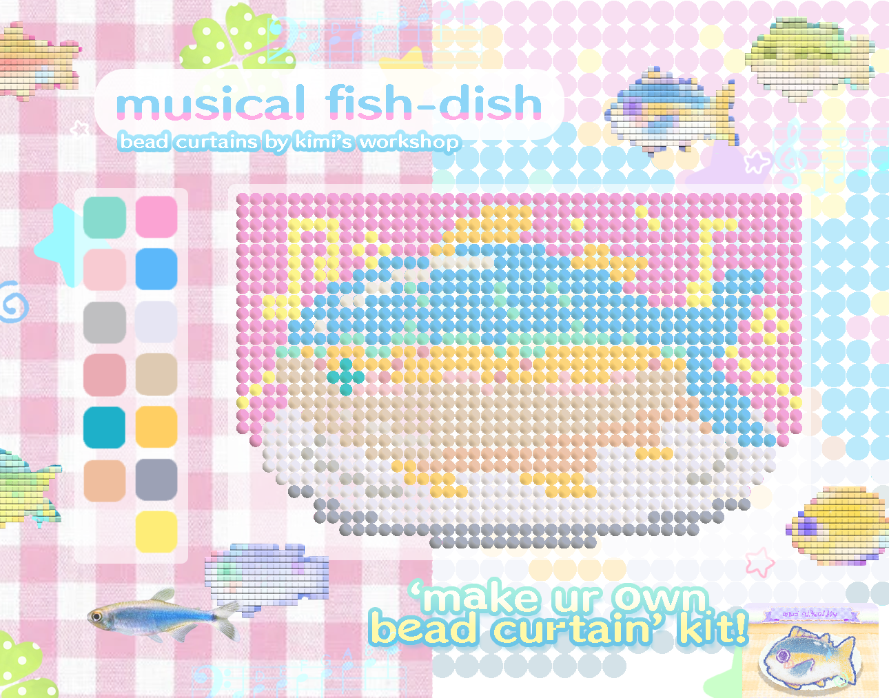musical fish-dish bead curtain kit