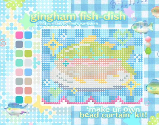 gingham fish-dish bead curtain kit