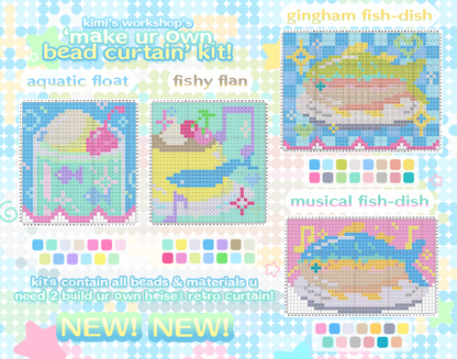 gingham fish-dish bead curtain kit
