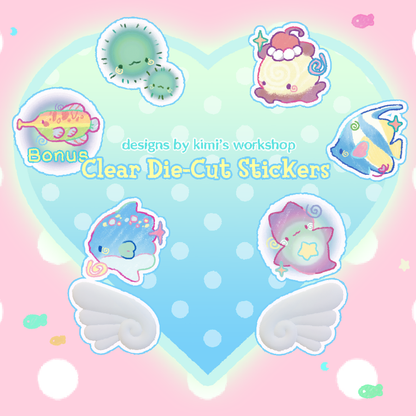 bonus fish clear die-cut sticker