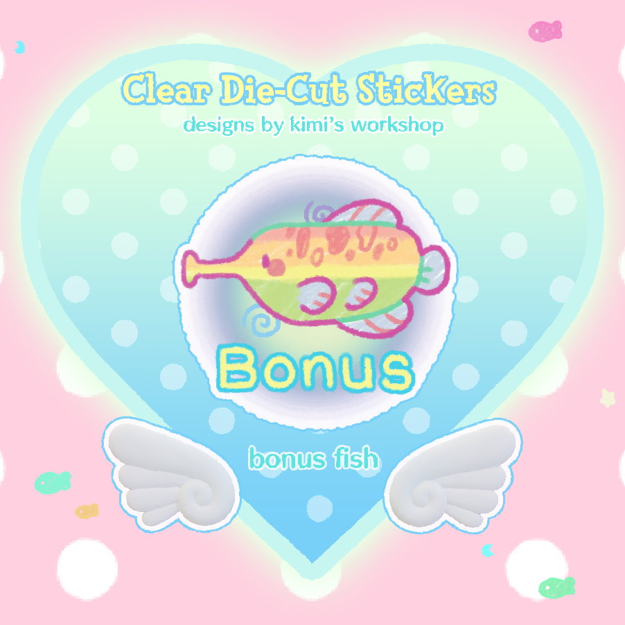bonus fish clear die-cut sticker