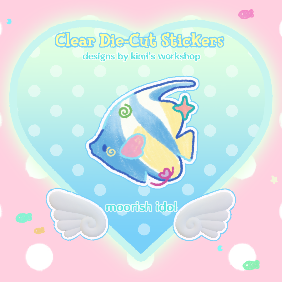 moorish idol clear die-cut sticker