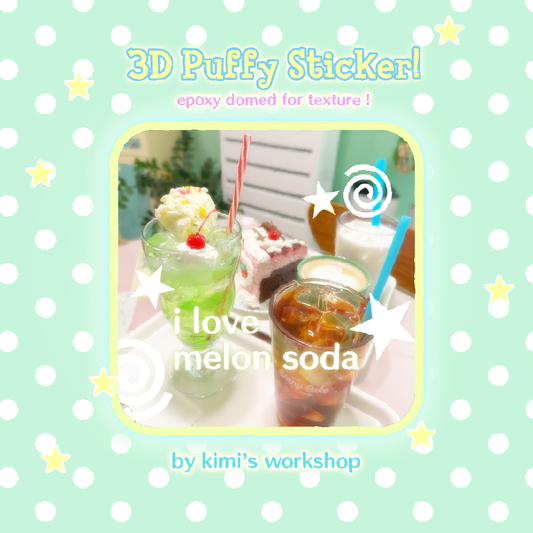 i love melon soda puffy die-cut sticker