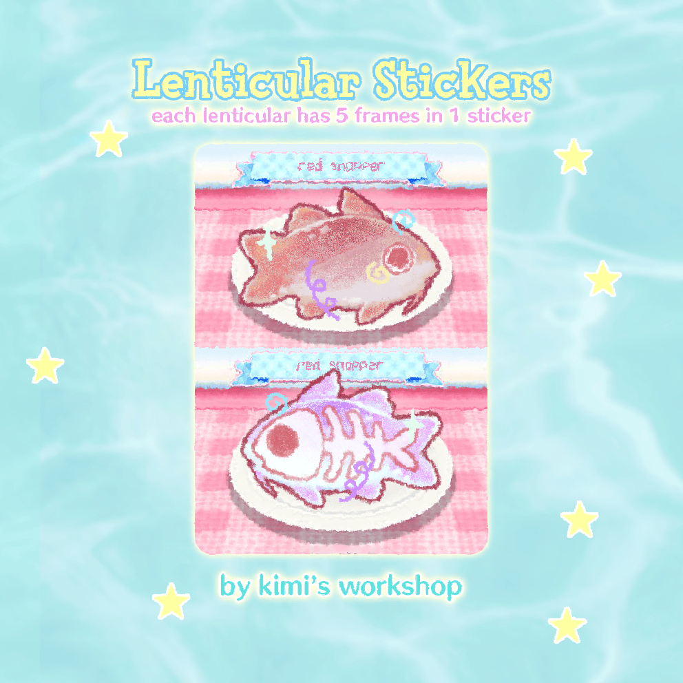 fish platter lenticular sticker