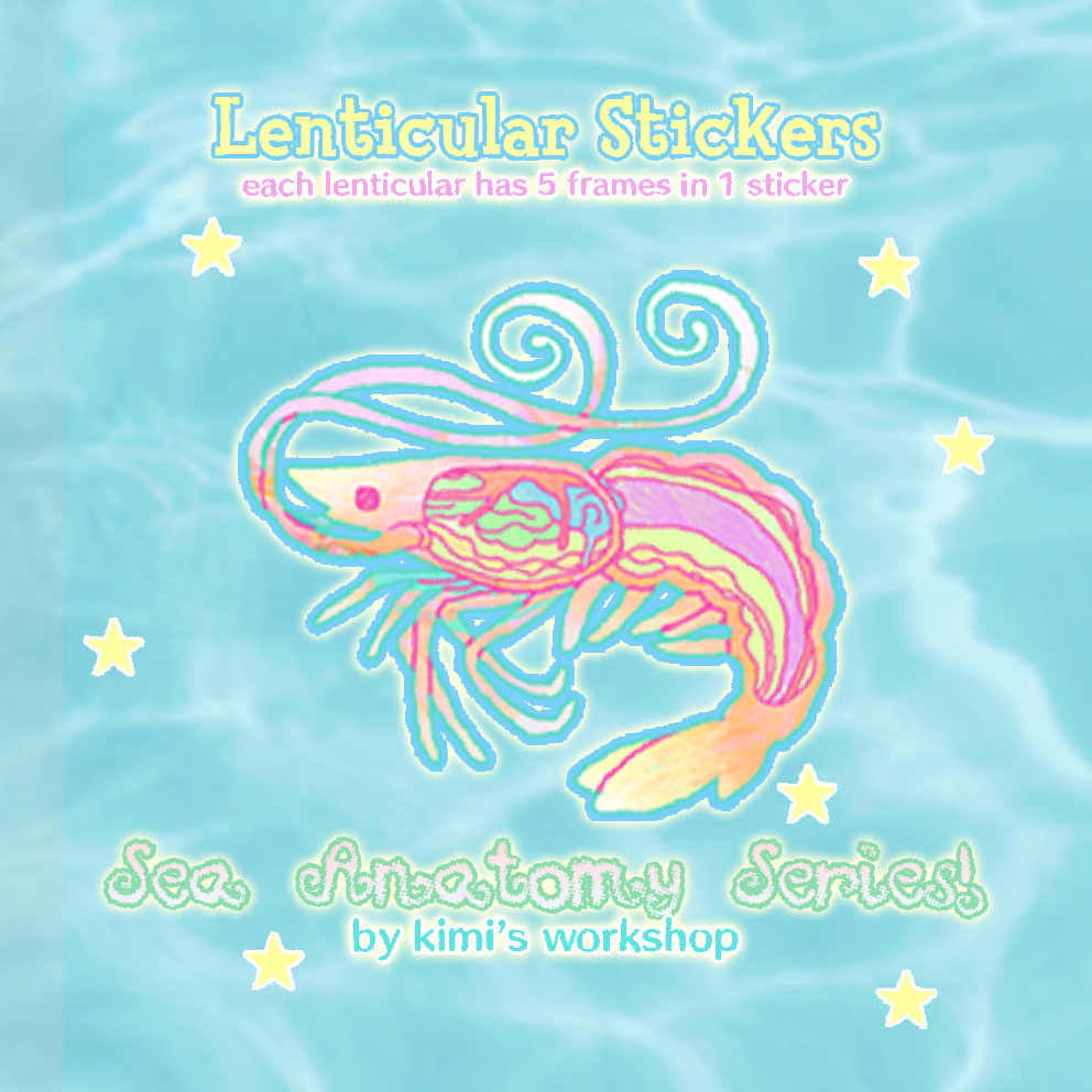 shrimp lenticular sticker