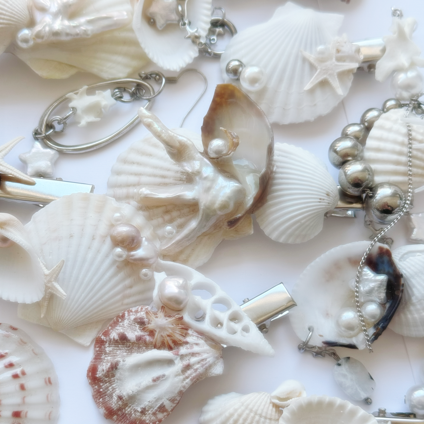 seashell hairclips