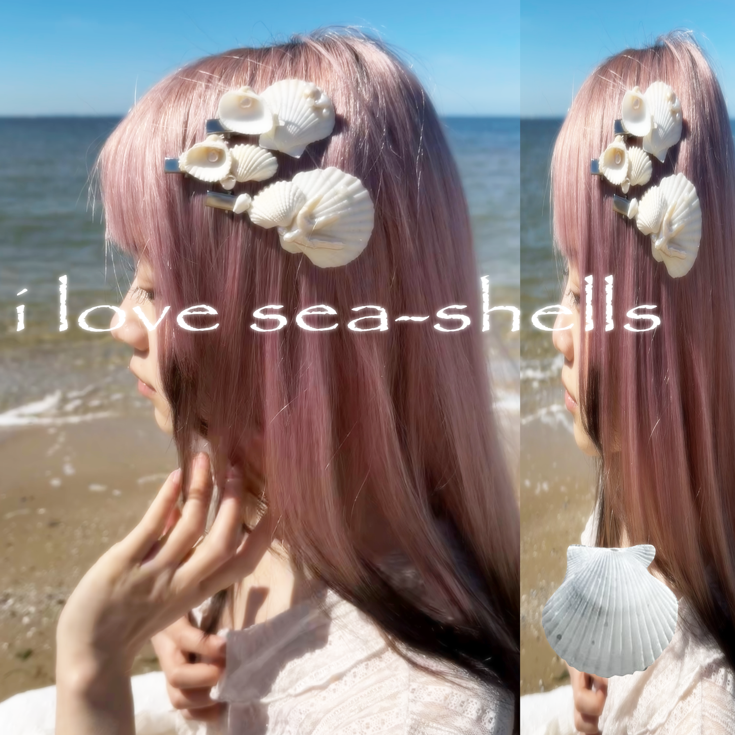 seashell hairclips