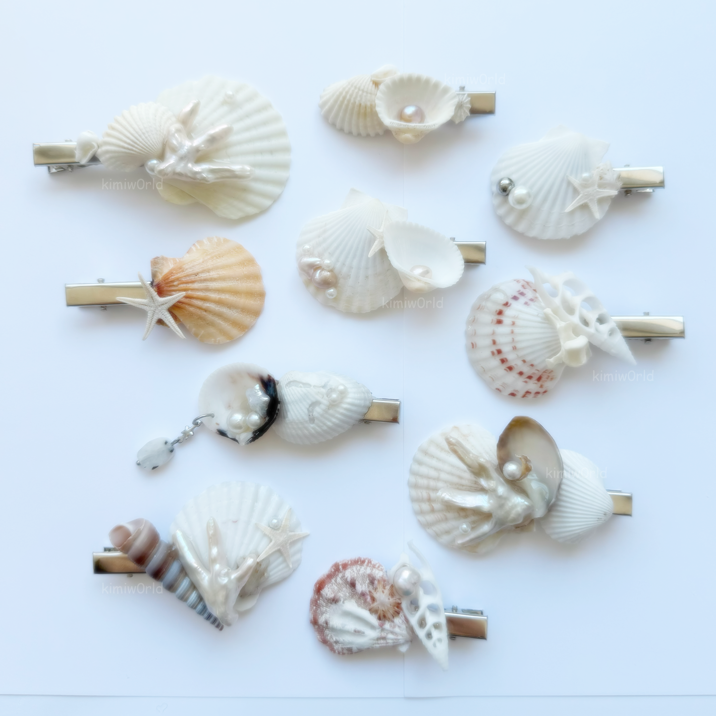 seashell hairclips