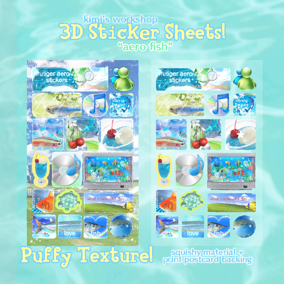 *puffy aero fish sticker sheet