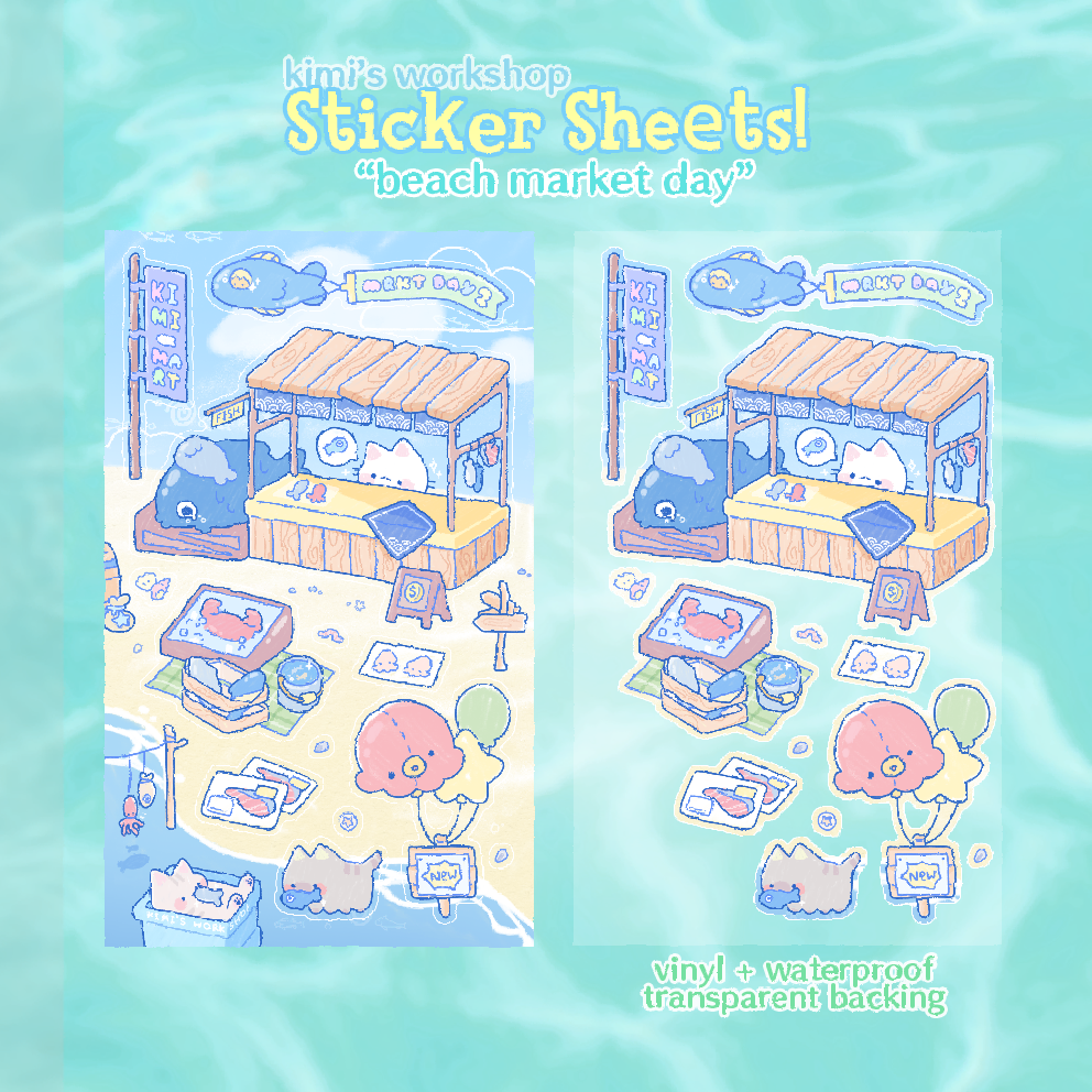 beach market day sticker sheet