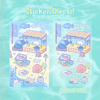 beach market day sticker sheet