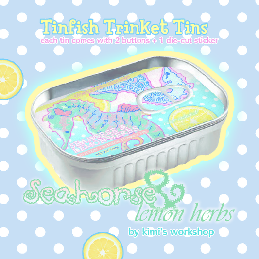 seahorse & lemon herbs trinket tin